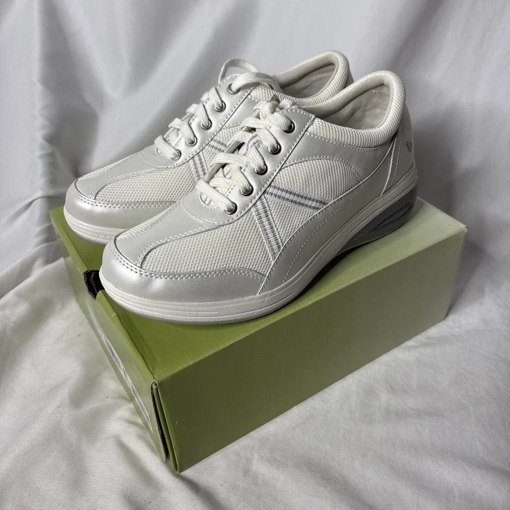 Grasshoppers Performance Platforms Get Fit Women's 8 Shoes White Silver Sneakers